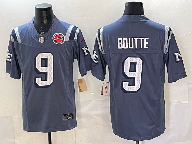 Men 2026 New England Patriots #9 Boutte Blue 5th generations Nike Limited NFL Jersey style 014